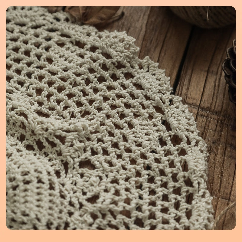 Coffee Table Cloth Dustproof Vintage Ornament Round Handmade Crochet Tablecloth